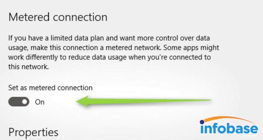 Screenshot of Metered Connection option in Windows 10